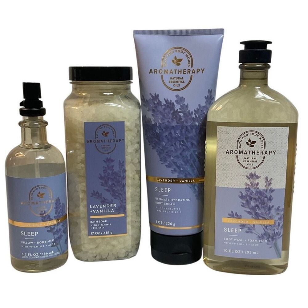 Bath and Body Works SLEEP LAVENDER & VANILLA Aromatherapy 4 pc Set